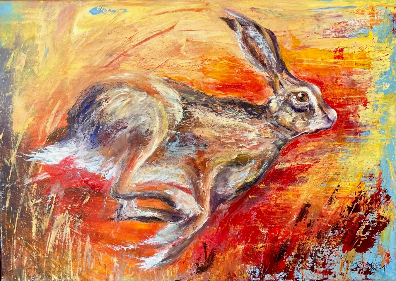 Abstract painting of a hare by Debbie Storey