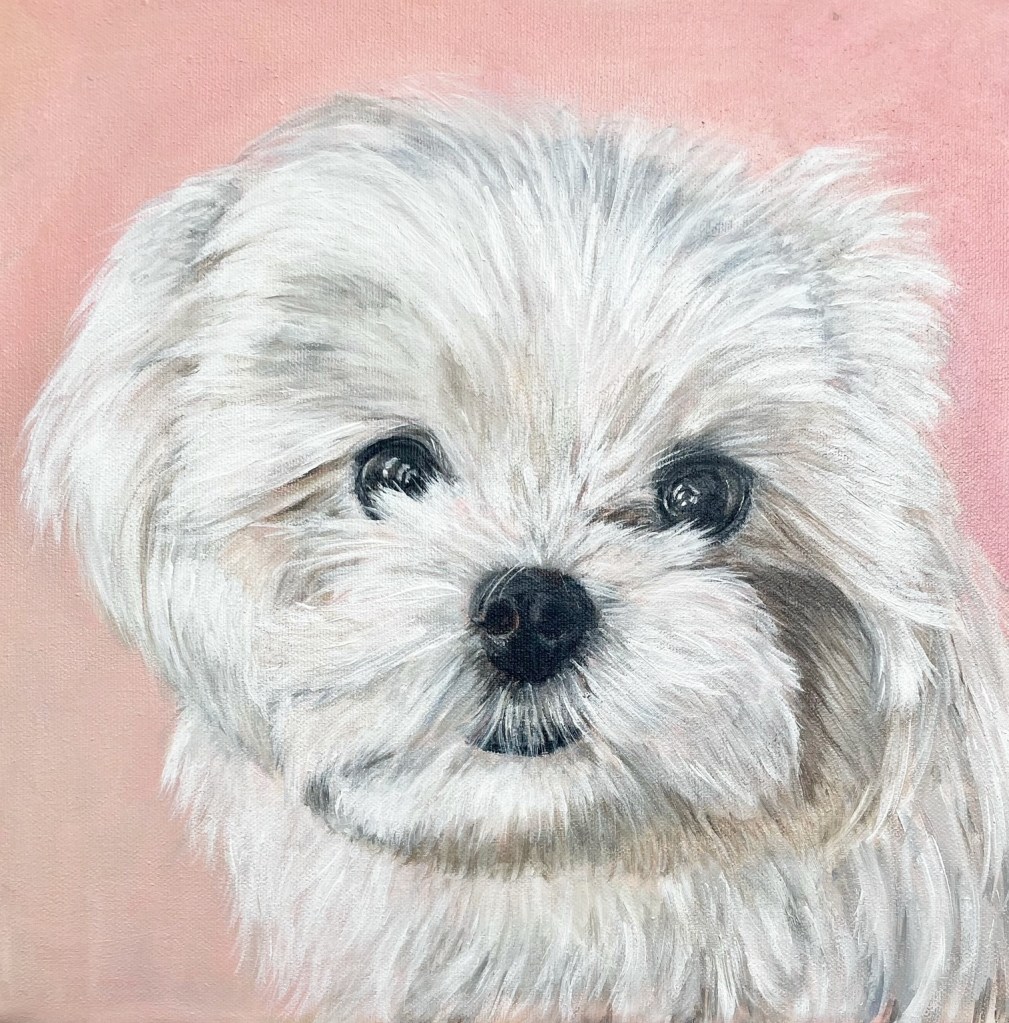 White dog painting by Debbie Storey
