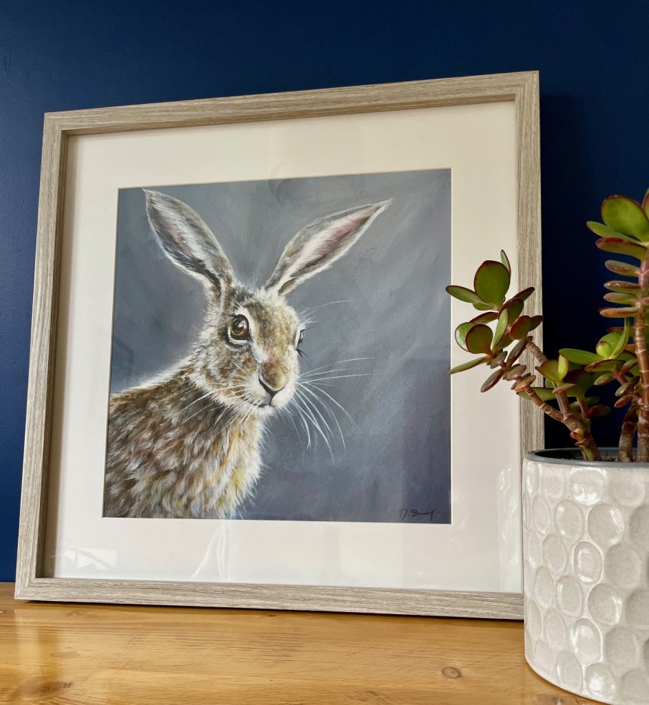Framed Hello Hare print