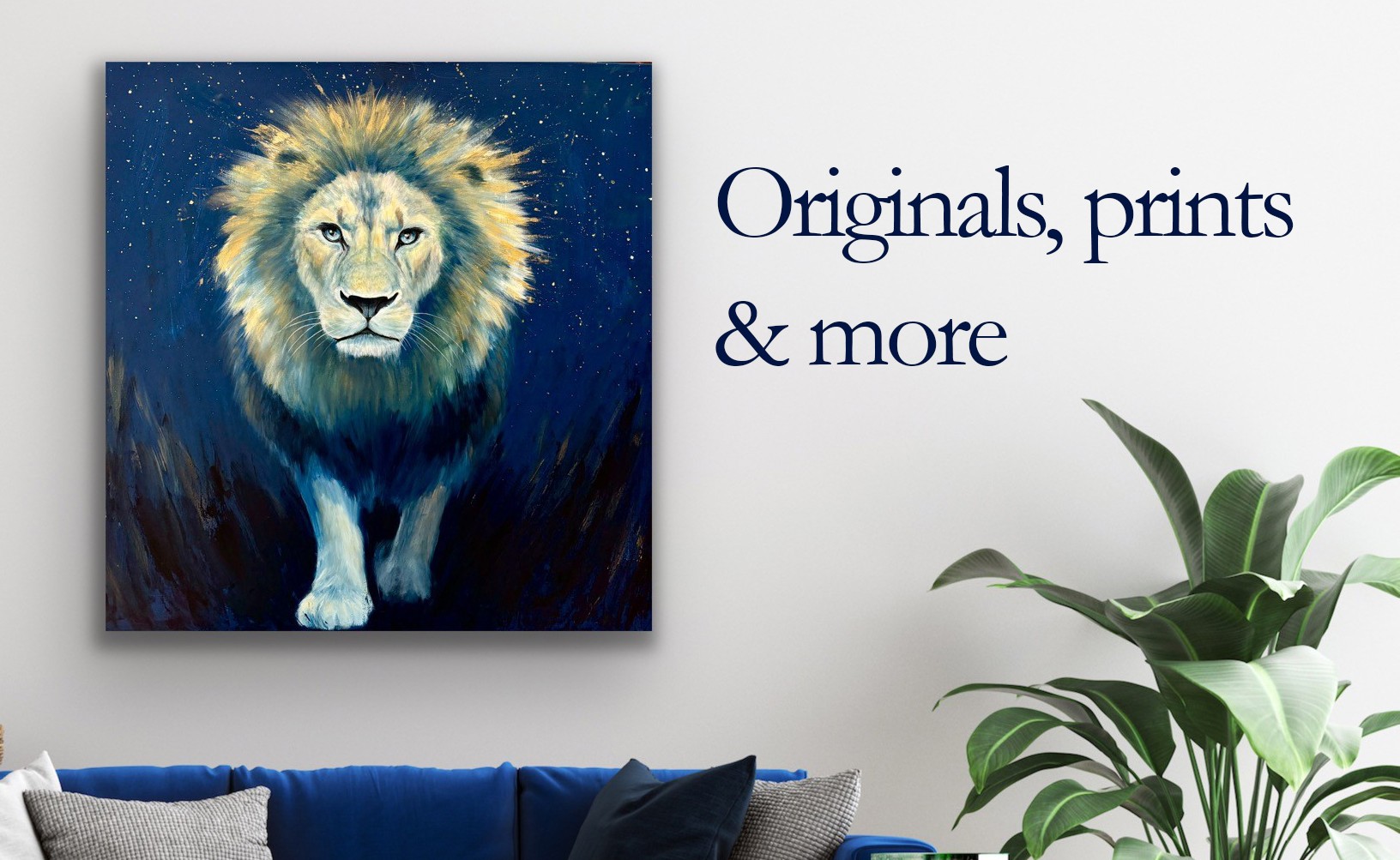 Lion painting hanging in home